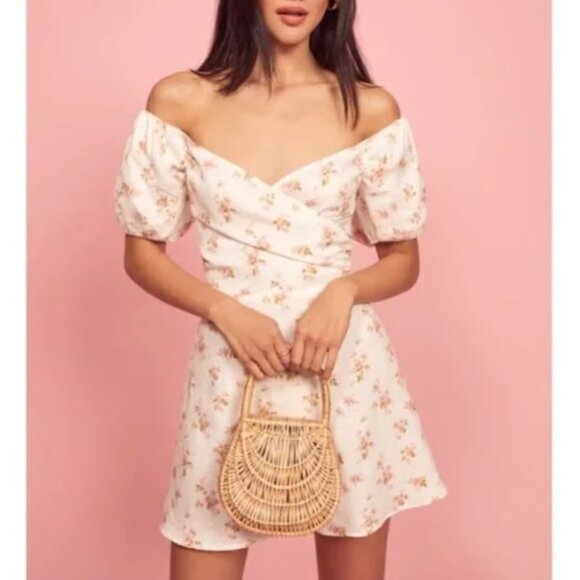 Reformation Floral Mini Dress Off the Shoulders - Picture 2 of 7